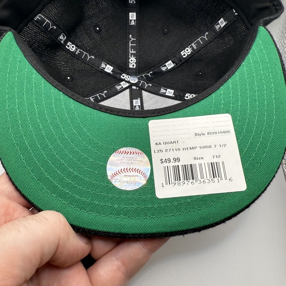 New Era 59Fifty‎ Chicago Cubs Black Hemp Fitted Hat Size 7 1/2 - Picture 5 of 5